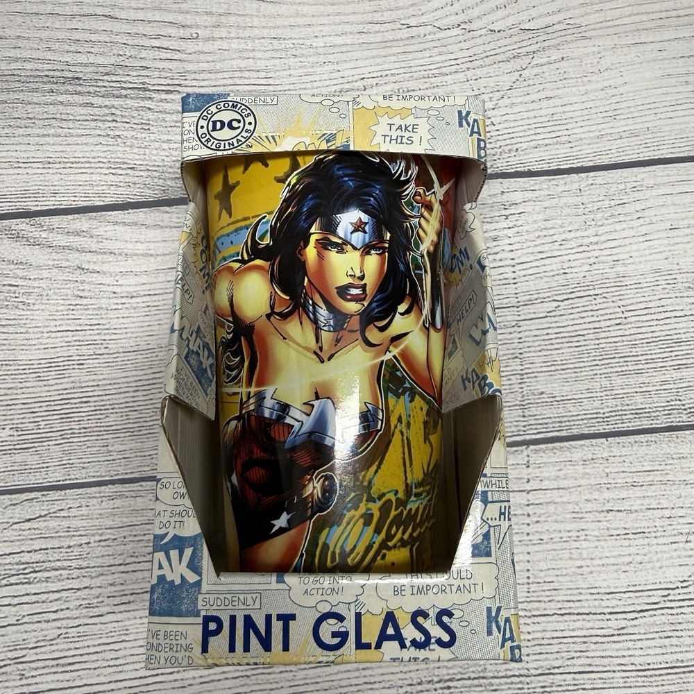 WONDER WOMAN WB DC Comics Originals Pint Glass 16 oz. Tumbler NEW in Box